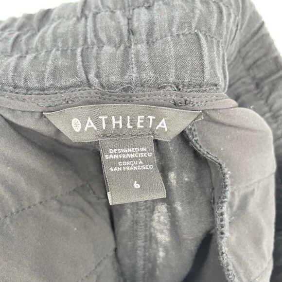 Athleta Cabo Linen 4" Short Black Lightweight Slim Fit Drawstring Women's 6 - Picture 6 of 7